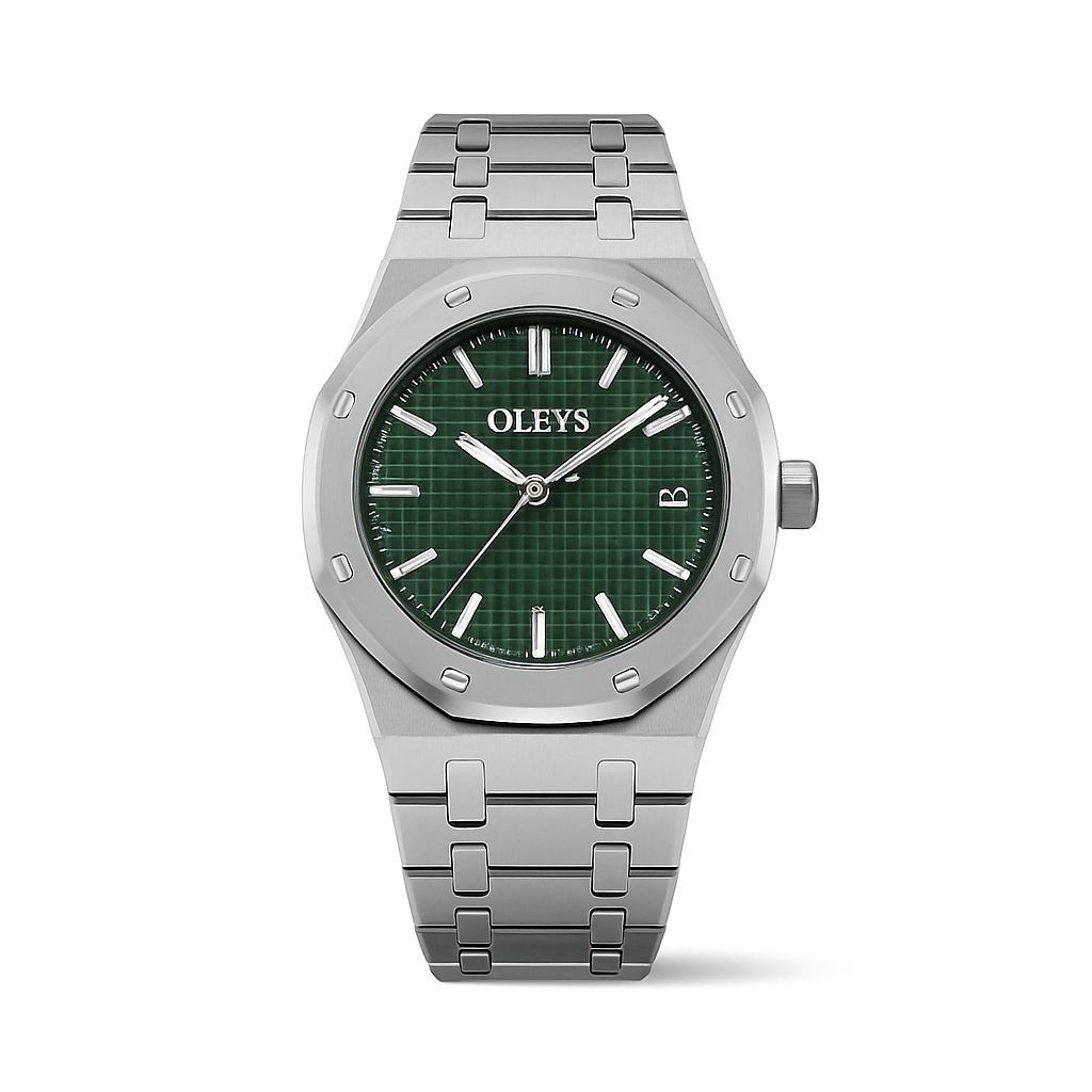 Verdant 41 watch with green dial and silver-tone bracelet